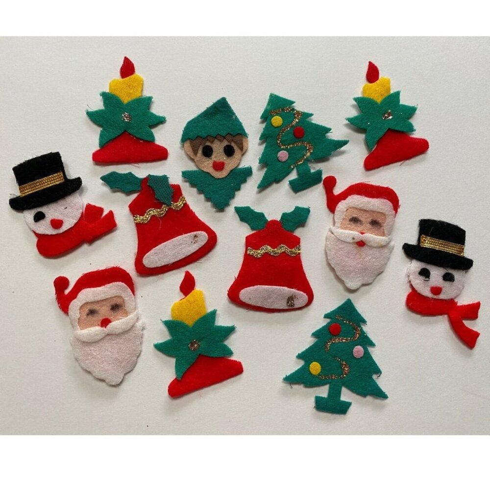 Felt Christmas Decals Santa Elf Decorations for Crafting